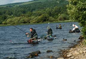 Anglers at Lough Doon enjoy the sunshine