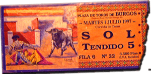 Ticket to the bullfight in Burgos